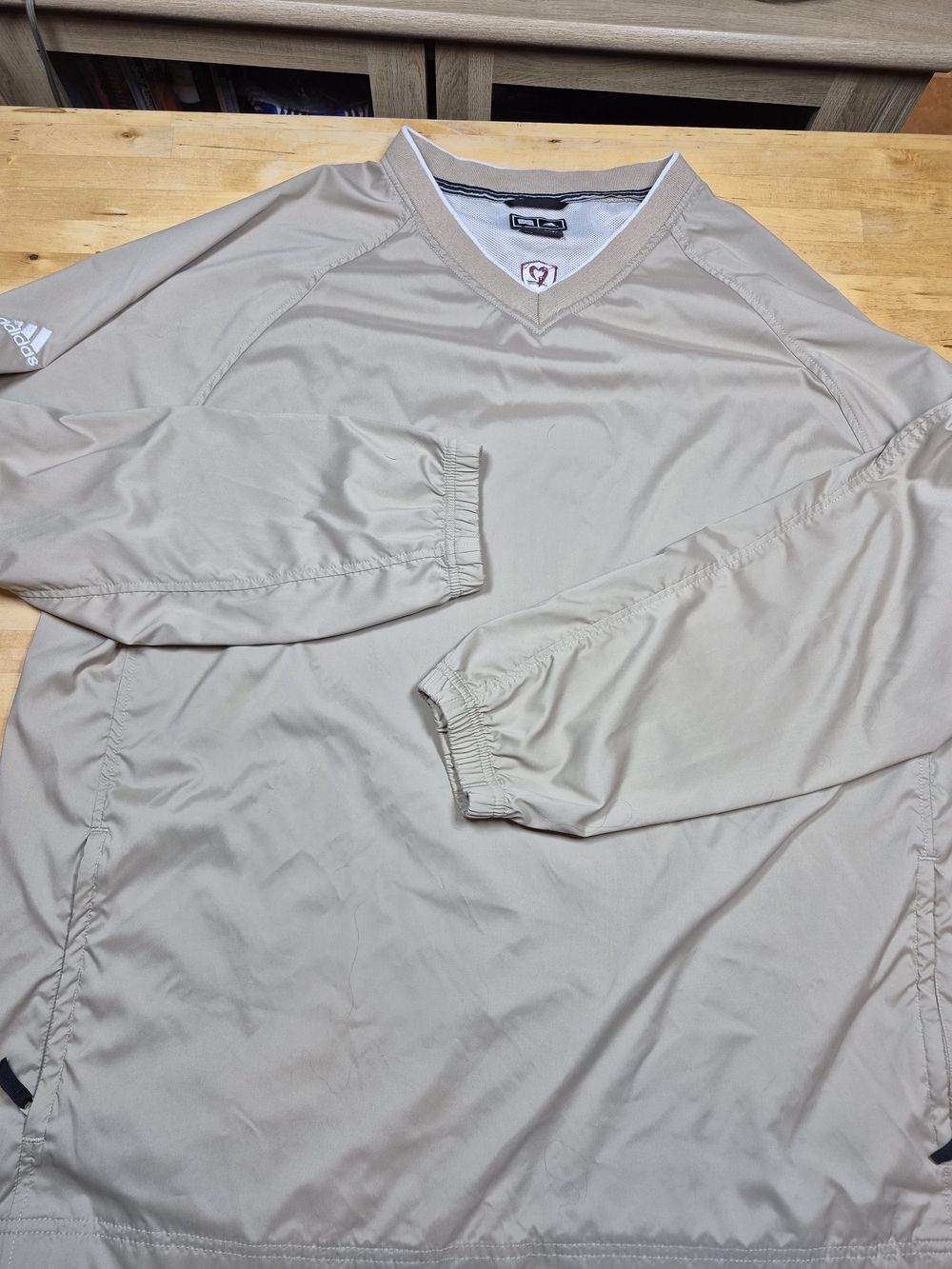 adidas Men's Lightweight V-Neck Pullover Jacket - Beige